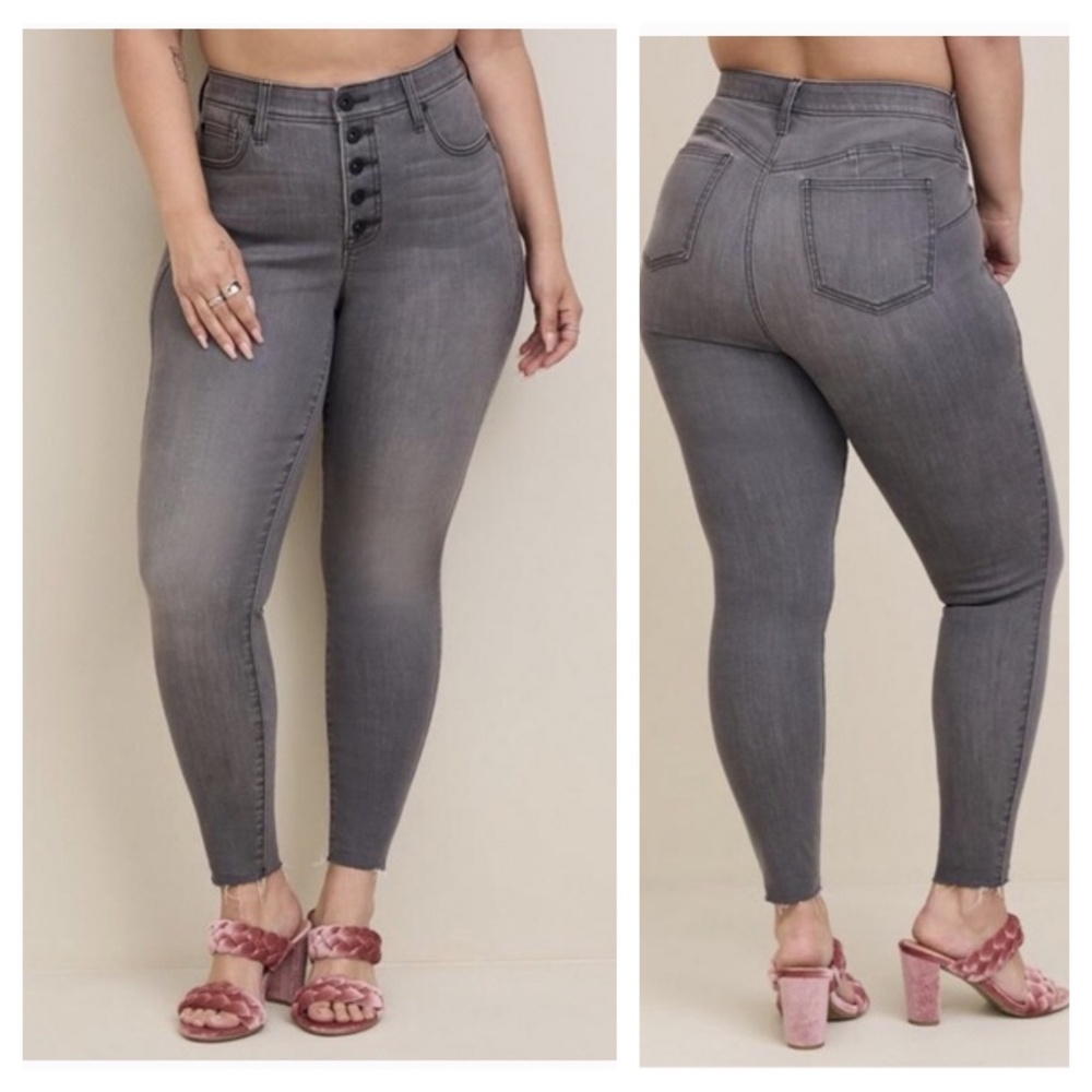 Torrid Bombshell Skinny Jeans 26R Premium Stretch High-Rise Denim Grey Wash
